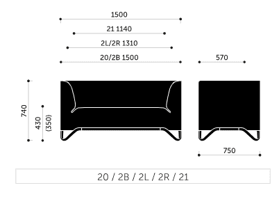 Profim SoftBox Sofa 2 Wymiary